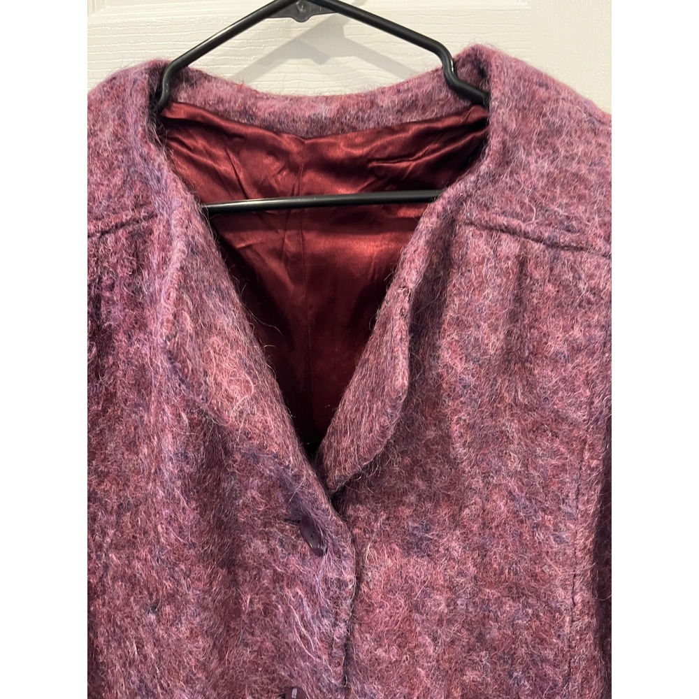 Bardolino Mohair Blend Coat Women's Purple Tweed Button Up‎ Mid Length England - Picture 8 of 12